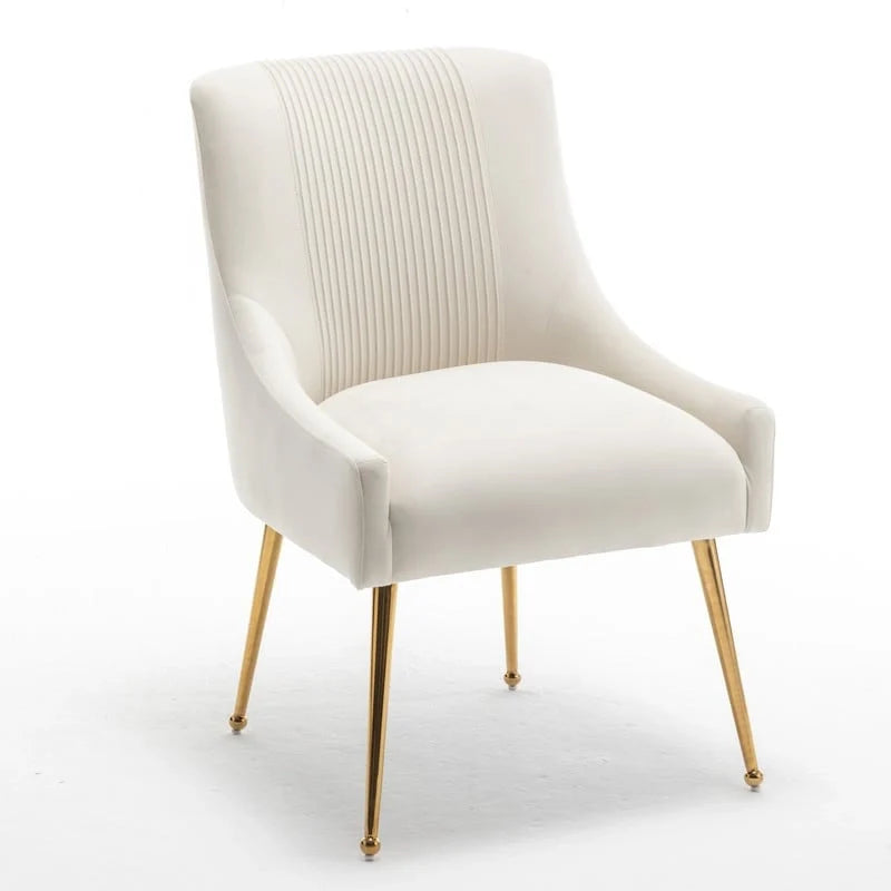 SEYNAR Set of 4 Modern Glam Boucle Velvet Dining or Vanity Chairs with Rear Handle 10