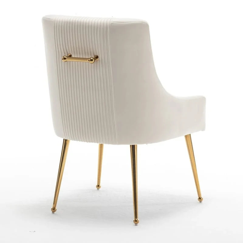 SEYNAR Set of 4 Modern Glam Boucle Velvet Dining or Vanity Chairs with Rear Handle 11