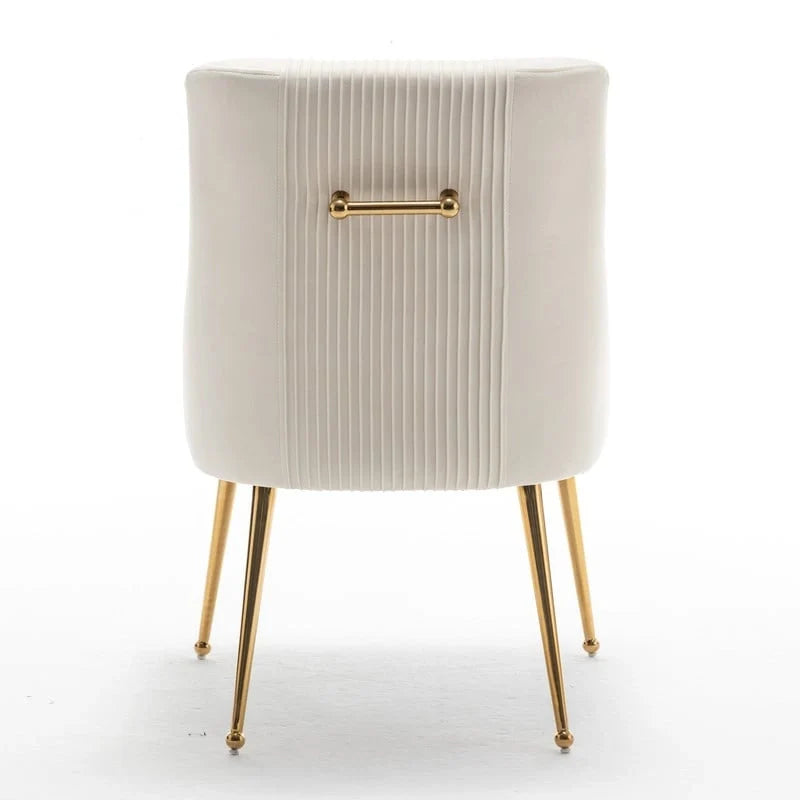SEYNAR Set of 4 Modern Glam Boucle Velvet Dining or Vanity Chairs with Rear Handle 12