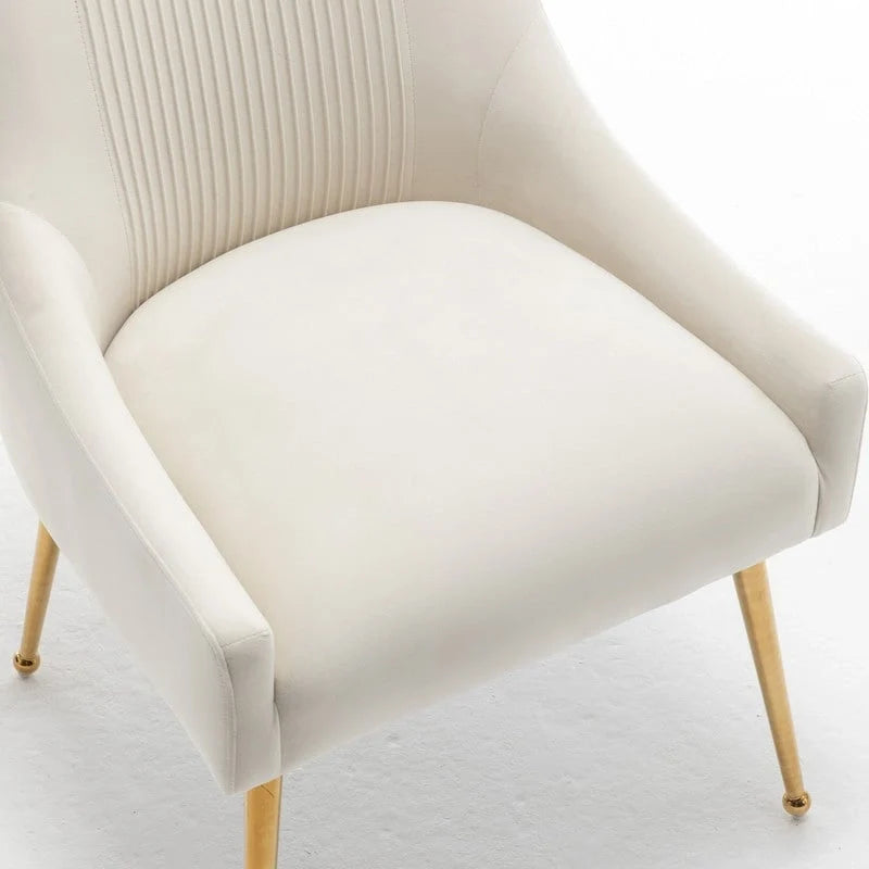 SEYNAR Set of 4 Modern Glam Boucle Velvet Dining or Vanity Chairs with Rear Handle 14