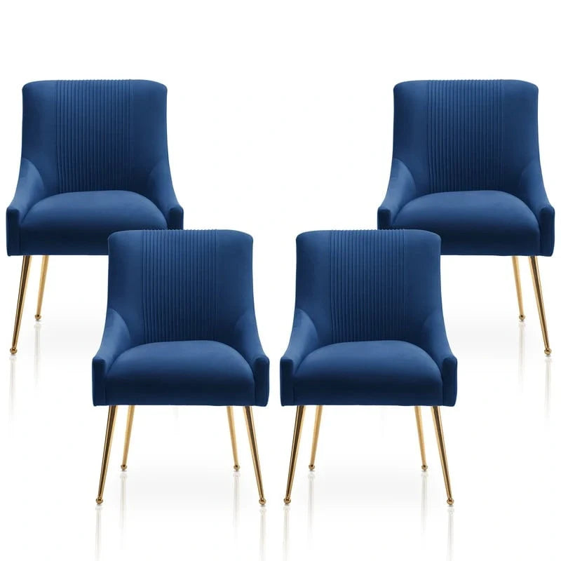 SEYNAR Set of 4 Modern Glam Boucle Velvet Dining or Vanity Chairs with Rear Handle 17