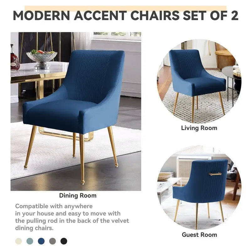 SEYNAR Set of 4 Modern Glam Boucle Velvet Dining or Vanity Chairs with Rear Handle 18