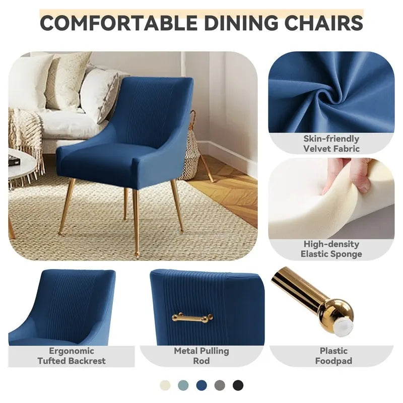 SEYNAR Set of 4 Modern Glam Boucle Velvet Dining or Vanity Chairs with Rear Handle 20