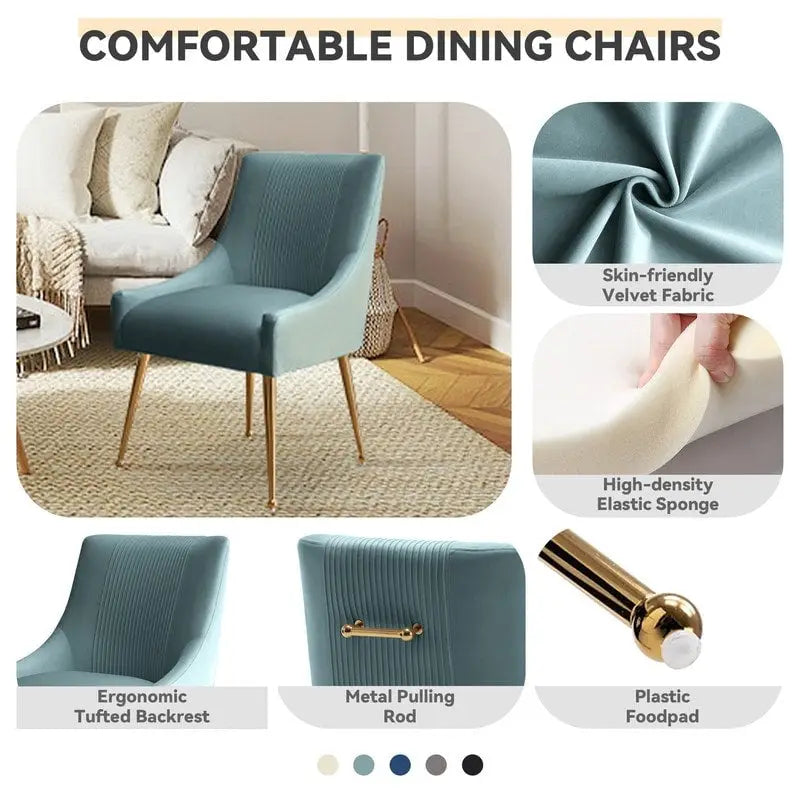 SEYNAR Set of 4 Modern Glam Boucle Velvet Dining or Vanity Chairs with Rear Handle 31