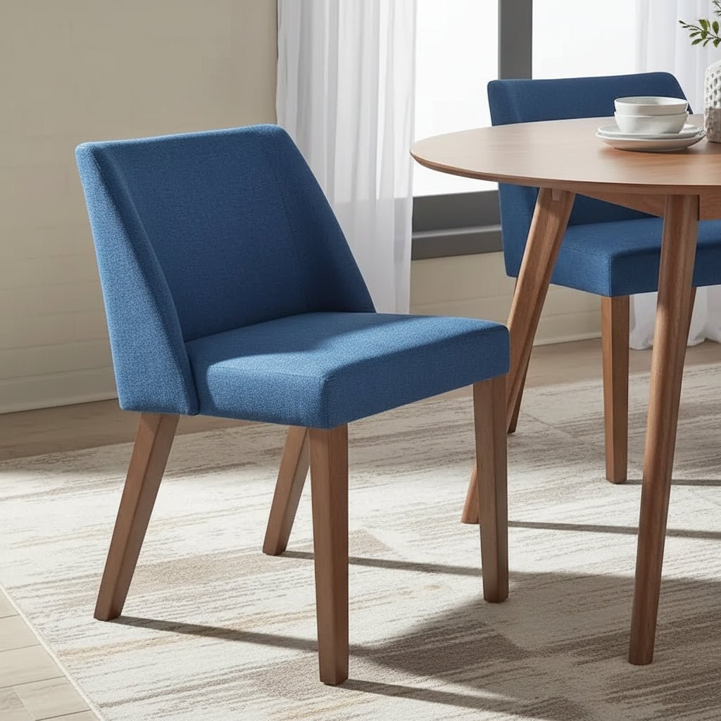 2-Piece Space-Saving Dining Chair Set with Walnut Frame and Linen Upholstery - Available in Multiple Colors 3