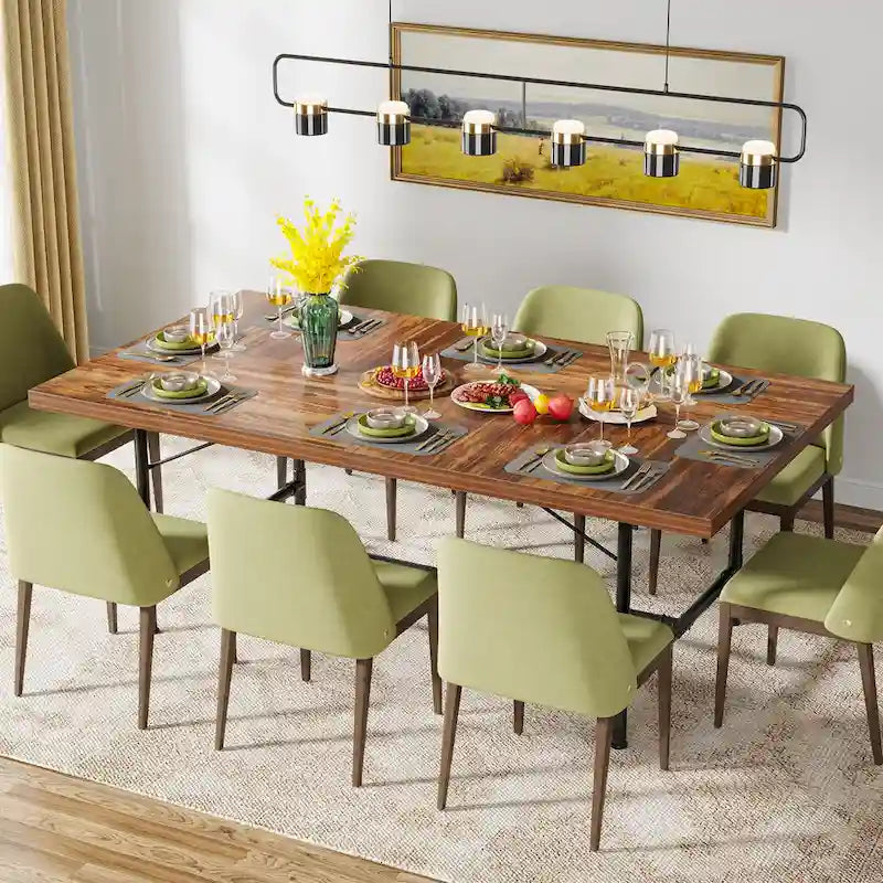 70.9-Inch Rustic Rectangle Dining Table with Metal Tube Frame 11