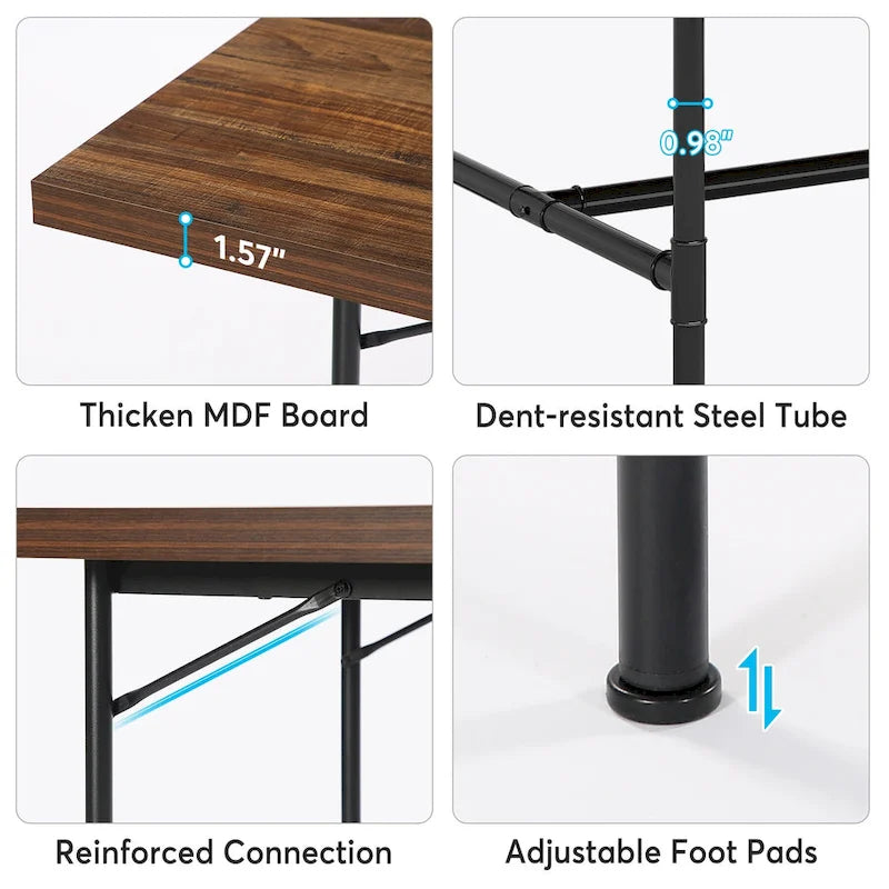 70.9-Inch Rustic Rectangle Dining Table with Metal Tube Frame 12