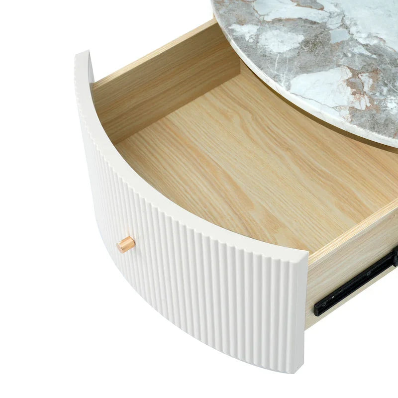 Contemporary Round Coffee Table with Dual Large Storage Drawers 5