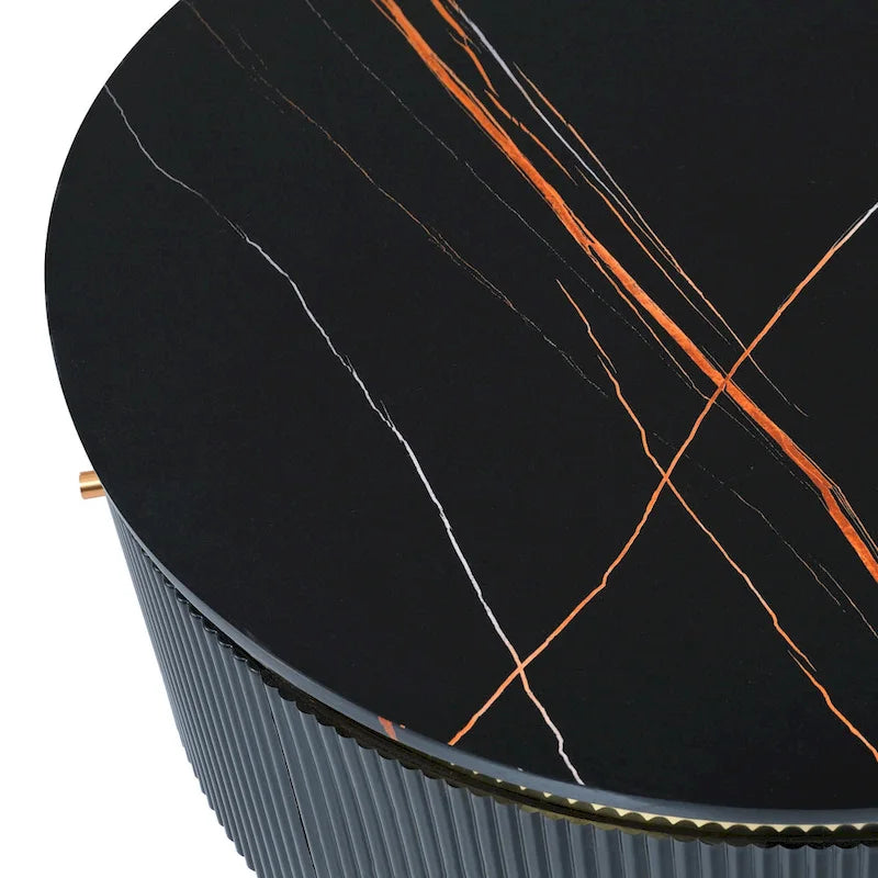 Contemporary Round Coffee Table with Dual Large Storage Drawers 6