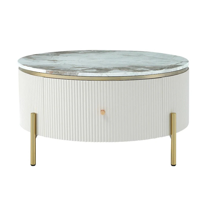 Contemporary Round Coffee Table with Dual Large Storage Drawers 11
