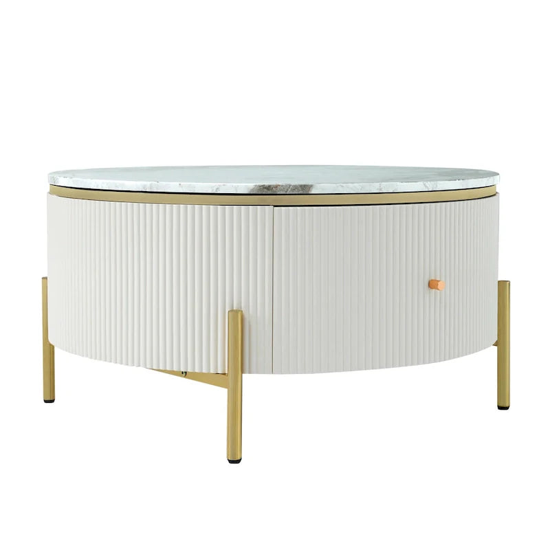 Contemporary Round Coffee Table with Dual Large Storage Drawers 12