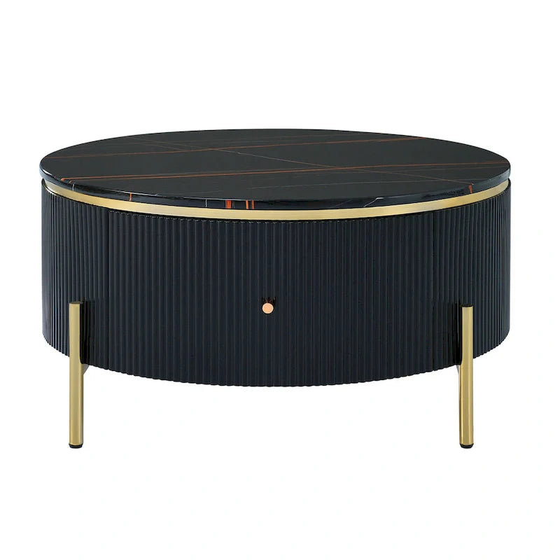 Contemporary Round Coffee Table with Dual Large Storage Drawers 23