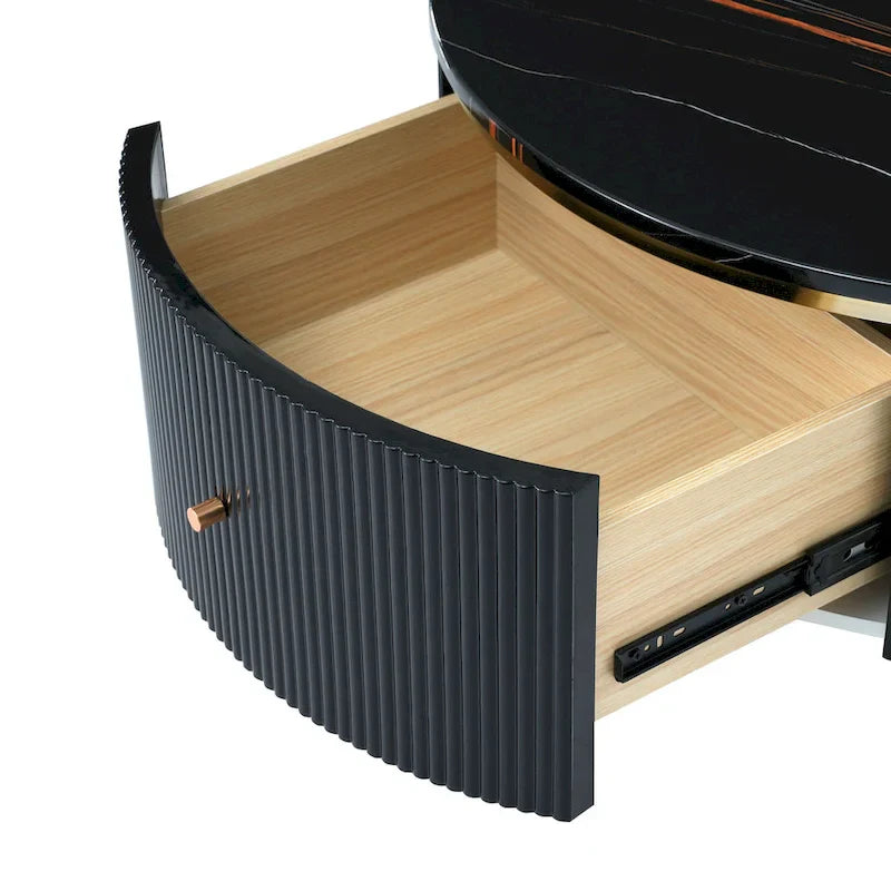 Contemporary Round Coffee Table with Dual Large Storage Drawers 27