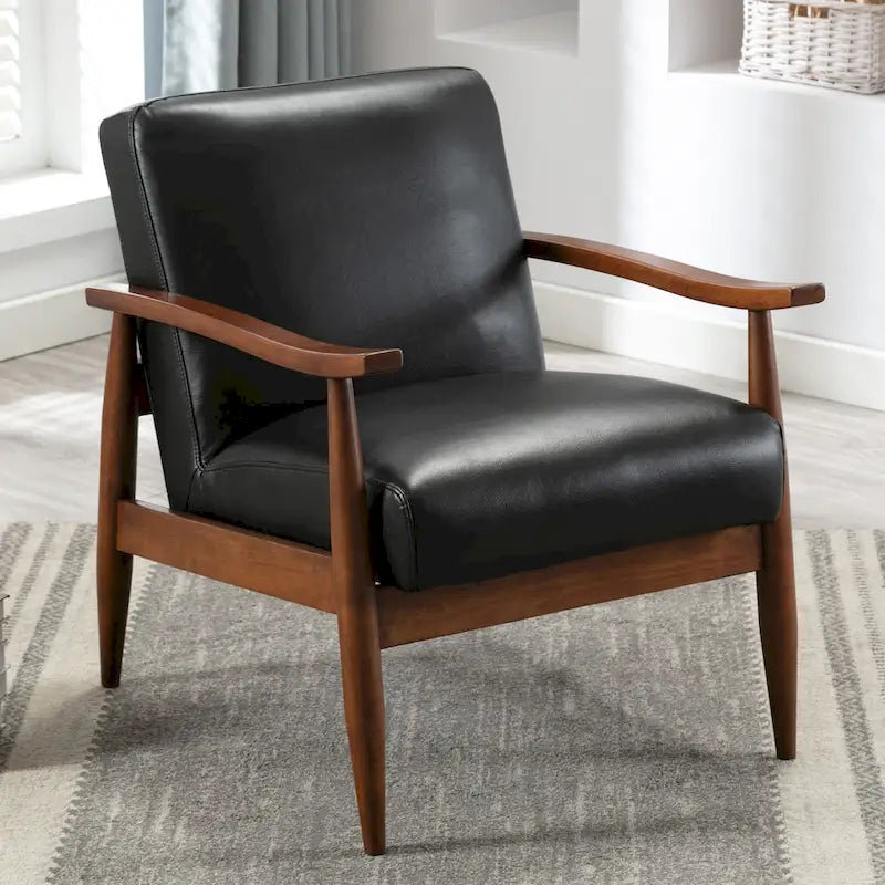 Greyson Living Anna Faux Leather Accent Chair with Wood Base 1
