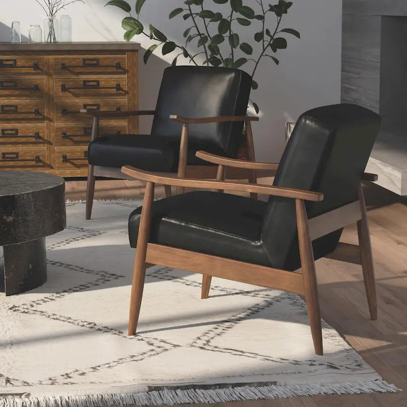Greyson Living Anna Faux Leather Accent Chair with Wood Base 3