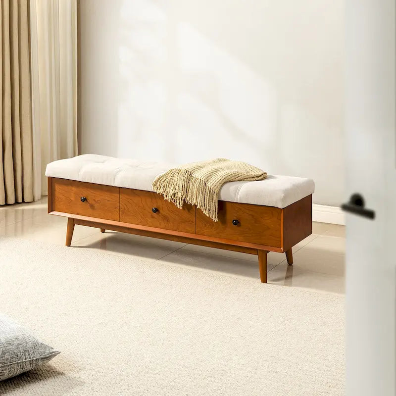 Dolly Mid-Century Tufted Storage Bench with Unique 45-Degree Splicing Design by HULALA HOME 2
