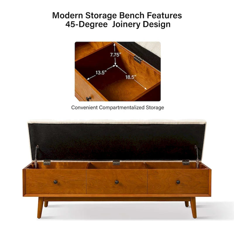 Dolly Mid-Century Tufted Storage Bench with Unique 45-Degree Splicing Design by HULALA HOME 5