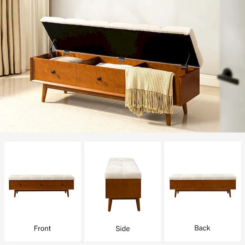 Dolly Mid-Century Tufted Storage Bench with Unique 45-Degree Splicing Design by HULALA HOME 7
