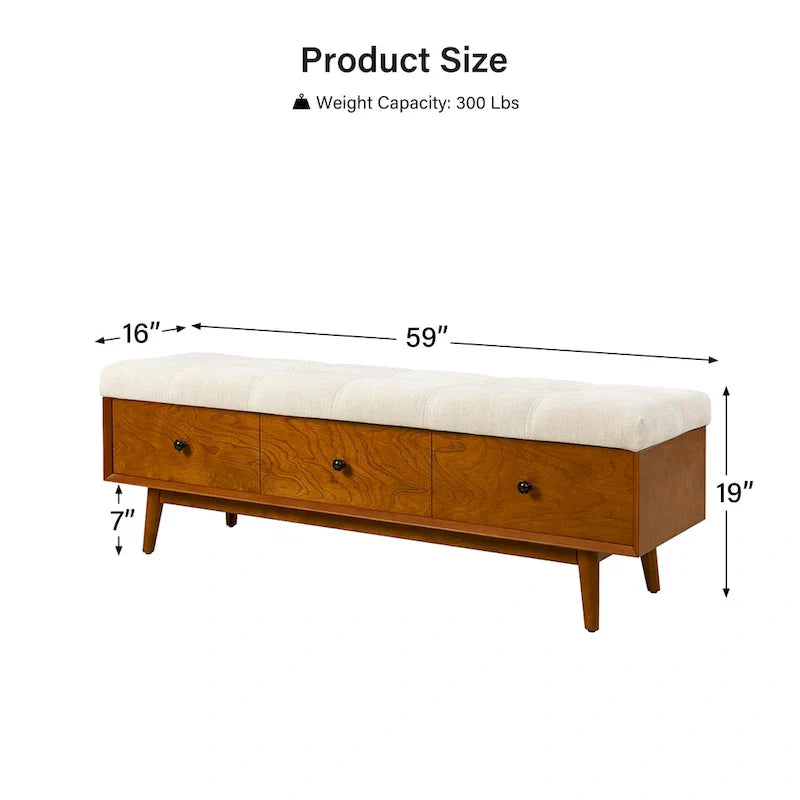Dolly Mid-Century Tufted Storage Bench with Unique 45-Degree Splicing Design by HULALA HOME 8