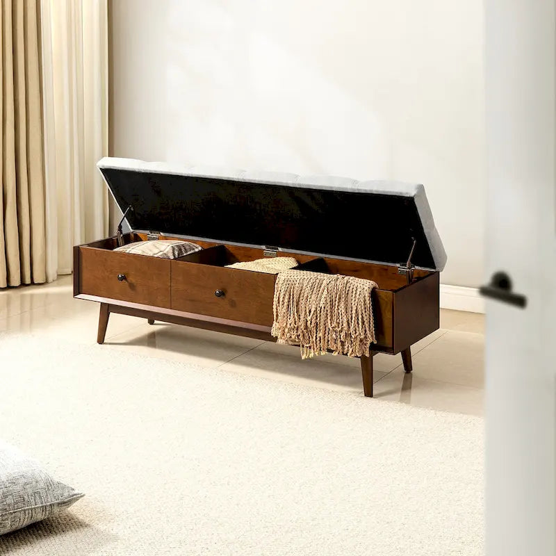 Dolly Mid-Century Tufted Storage Bench with Unique 45-Degree Splicing Design by HULALA HOME 9