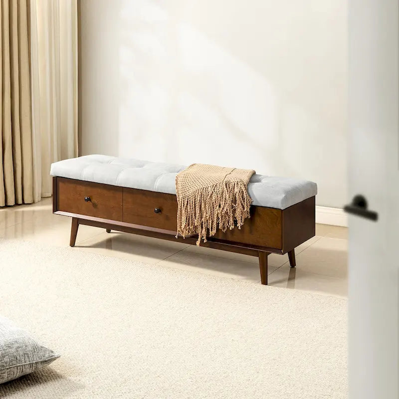 Dolly Mid-Century Tufted Storage Bench with Unique 45-Degree Splicing Design by HULALA HOME 10