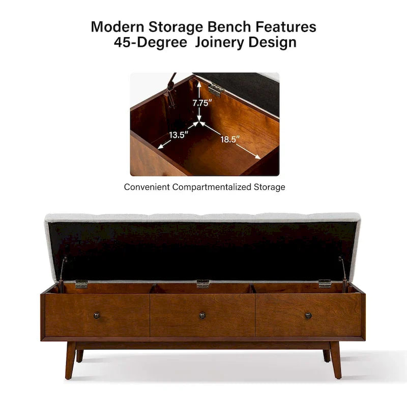Dolly Mid-Century Tufted Storage Bench with Unique 45-Degree Splicing Design by HULALA HOME 13