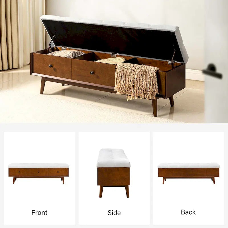 Dolly Mid-Century Tufted Storage Bench with Unique 45-Degree Splicing Design by HULALA HOME 15