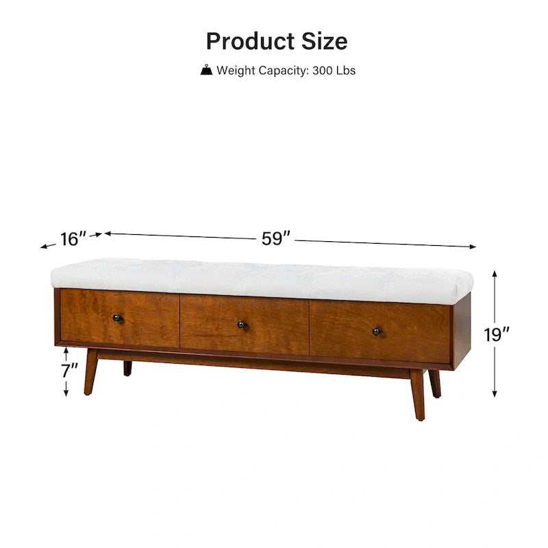 Dolly Mid-Century Tufted Storage Bench with Unique 45-Degree Splicing Design by HULALA HOME 16
