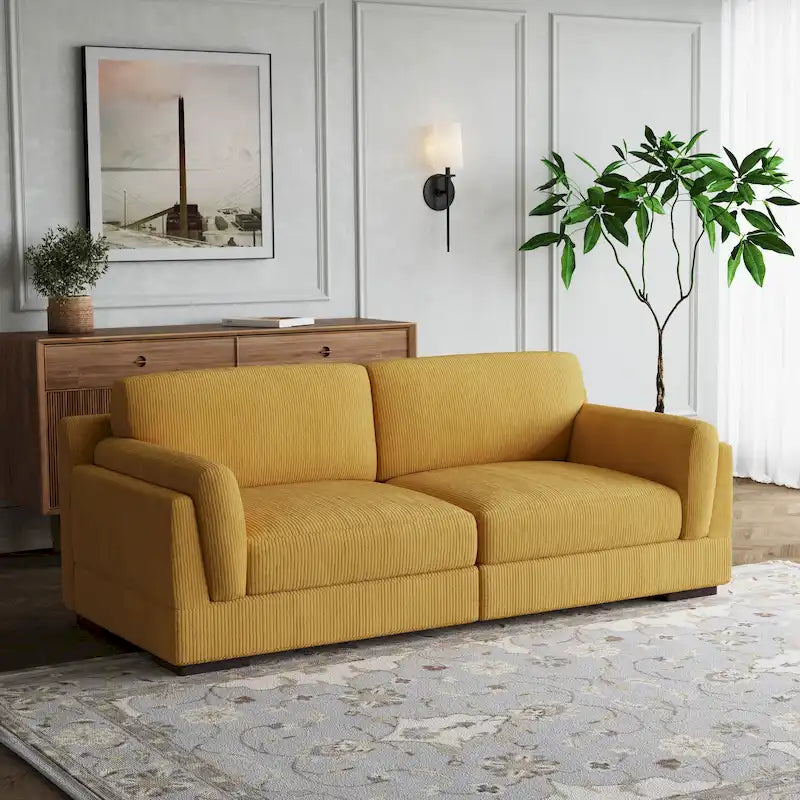 Contemporary 90-Inch Deep Seat Corduroy Loveseat 38