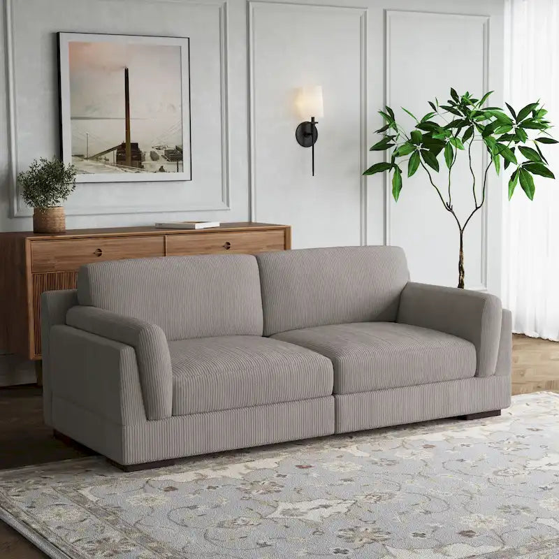 Contemporary 90-Inch Deep Seat Corduroy Loveseat 42