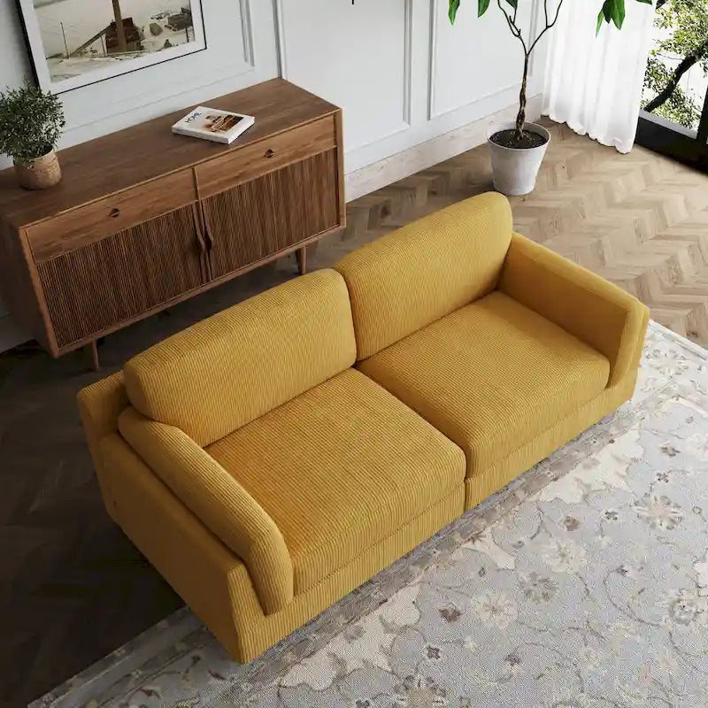 Contemporary 90-Inch Deep Seat Corduroy Loveseat 1