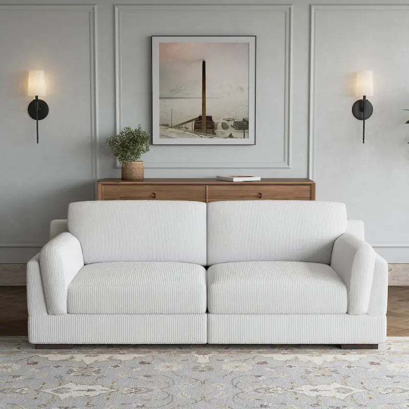 Contemporary 90-Inch Deep Seat Corduroy Loveseat 2