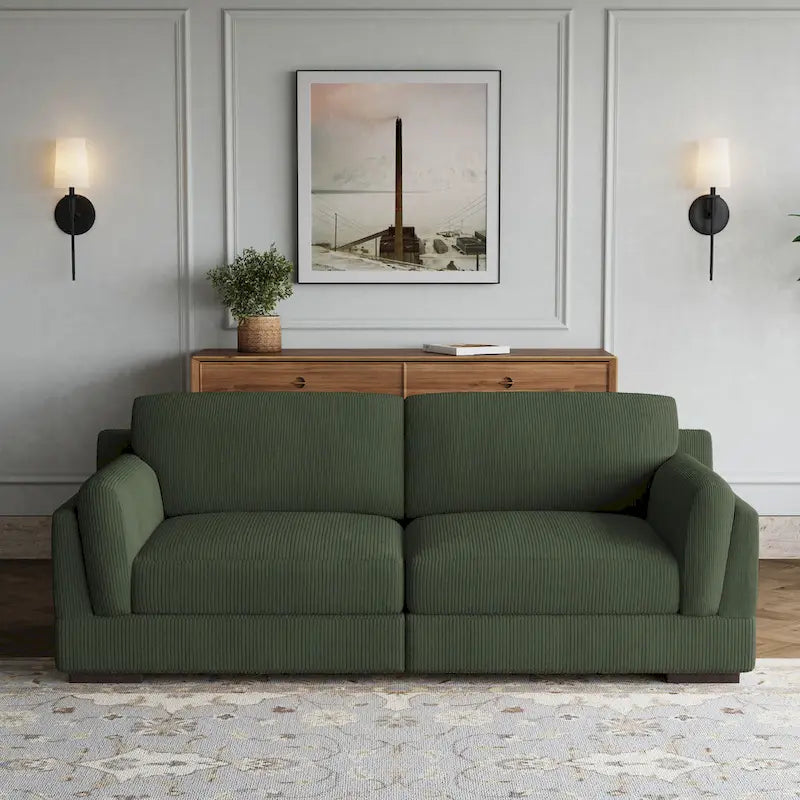 Contemporary 90-Inch Deep Seat Corduroy Loveseat 3