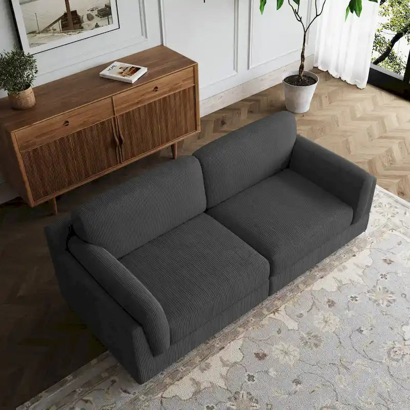Contemporary 90-Inch Deep Seat Corduroy Loveseat 7