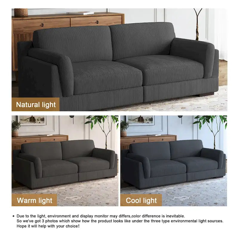 Contemporary 90-Inch Deep Seat Corduroy Loveseat 8