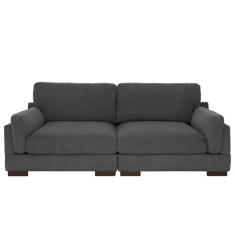 Contemporary 90-Inch Deep Seat Corduroy Loveseat 9