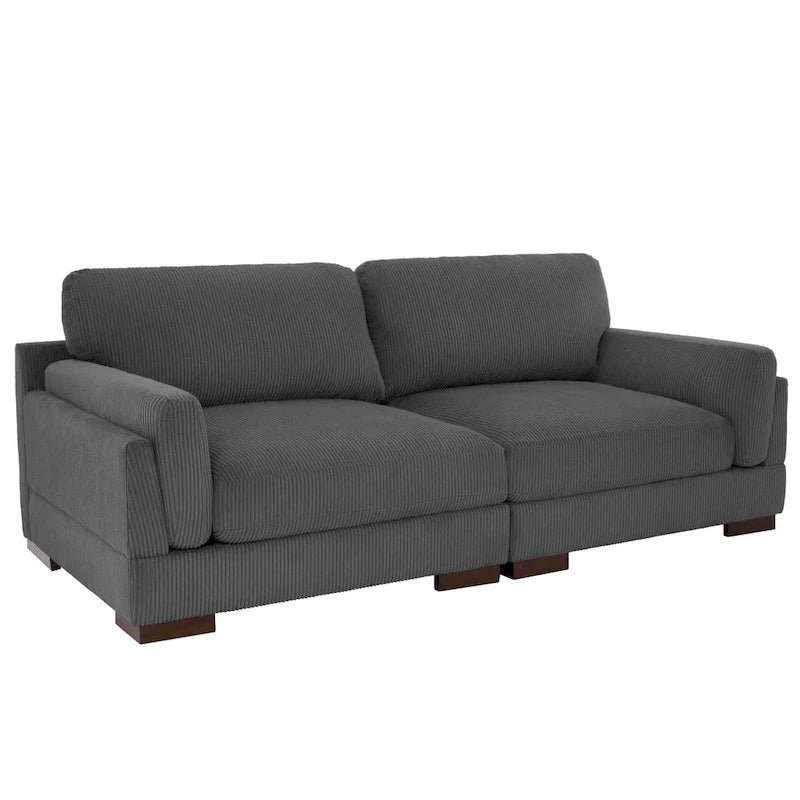 Contemporary 90-Inch Deep Seat Corduroy Loveseat 10
