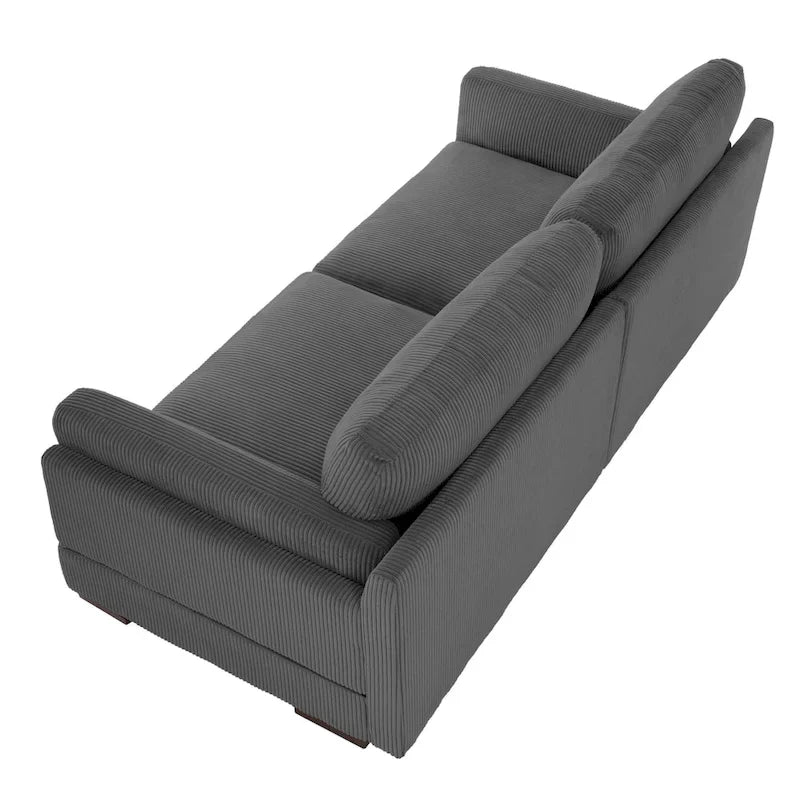 Contemporary 90-Inch Deep Seat Corduroy Loveseat 12