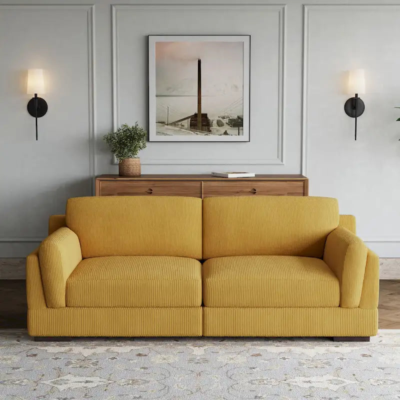 Contemporary 90-Inch Deep Seat Corduroy Loveseat 30