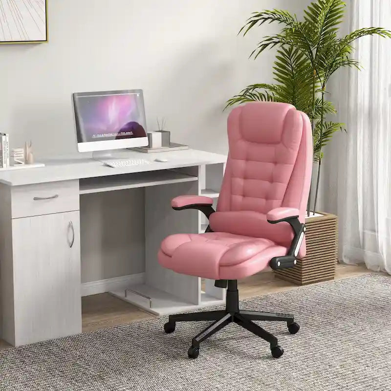 HOMCOM High Back Massage Office Chair with 6 Vibration Points and Heated Recline - PU Leather Computer Chair 10