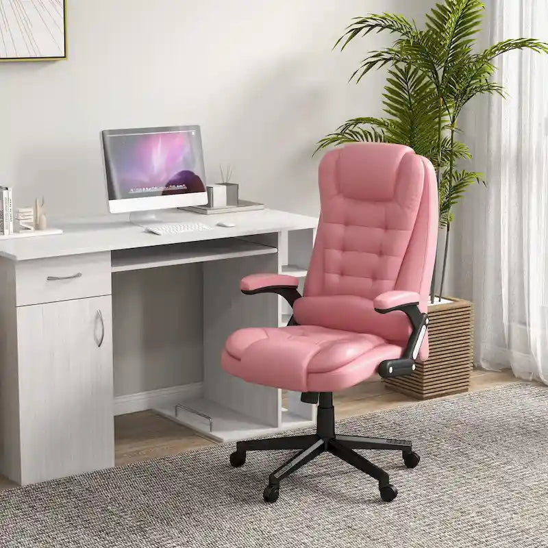 HOMCOM High Back Massage Office Chair with 6 Vibration Points and Heated Recline - PU Leather Computer Chair 1