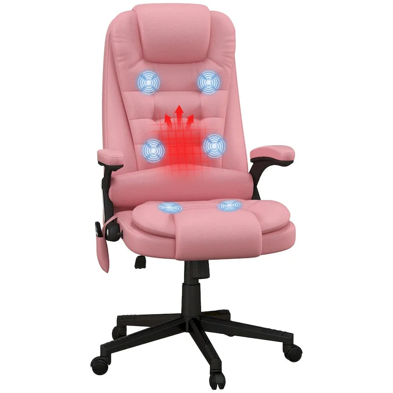 HOMCOM High Back Massage Office Chair with 6 Vibration Points and Heated Recline - PU Leather Computer Chair 2