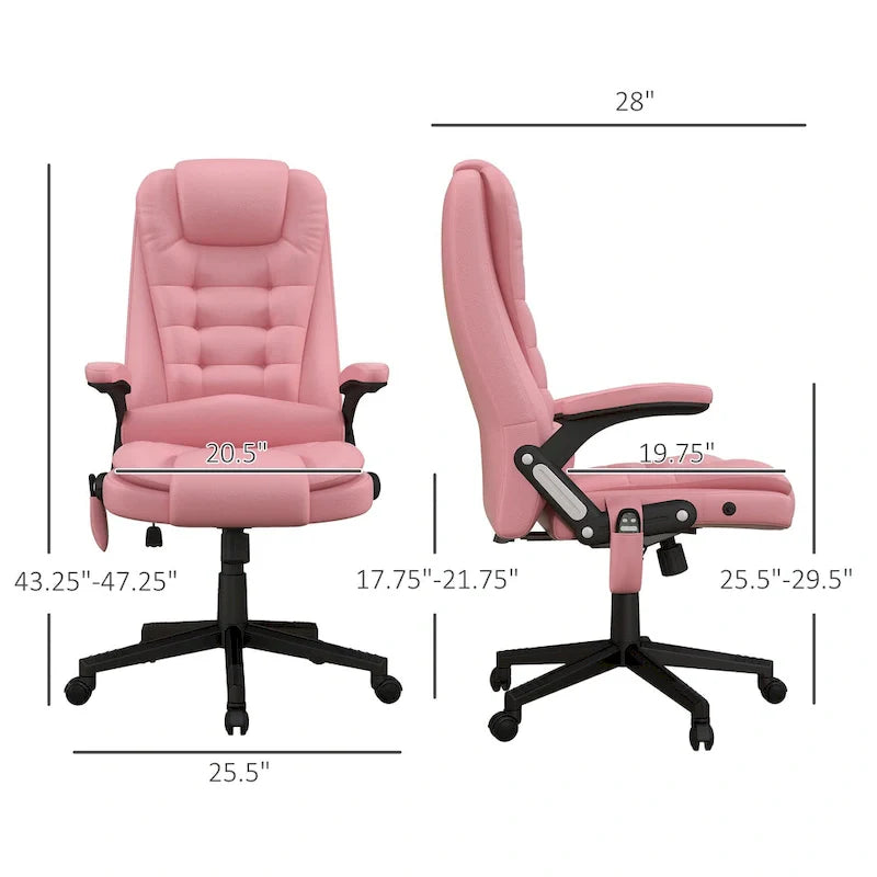HOMCOM High Back Massage Office Chair with 6 Vibration Points and Heated Recline - PU Leather Computer Chair 3