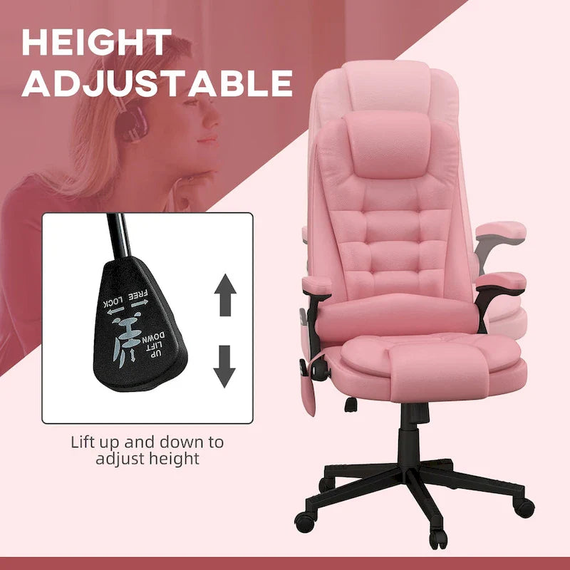 HOMCOM High Back Massage Office Chair with 6 Vibration Points and Heated Recline - PU Leather Computer Chair 4