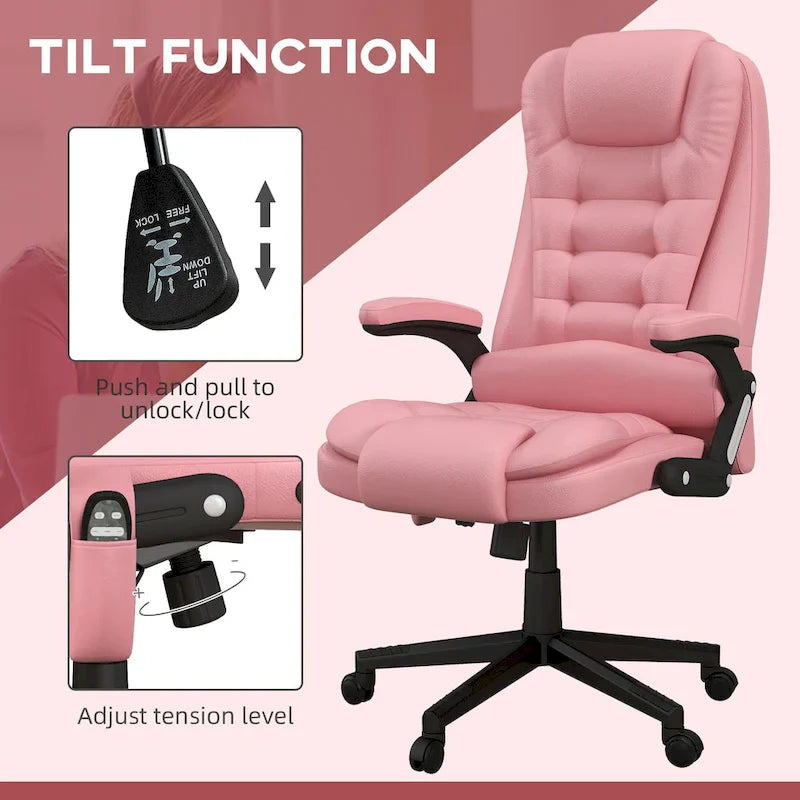 HOMCOM High Back Massage Office Chair with 6 Vibration Points and Heated Recline - PU Leather Computer Chair 5