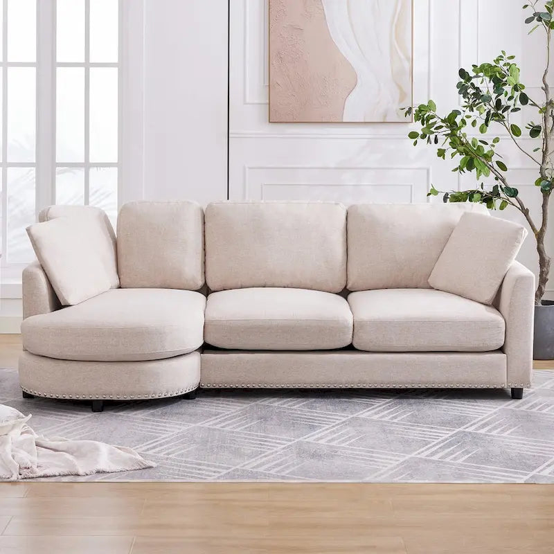 L Shape Sectional Sofa with Chaise and Cushioned Seating