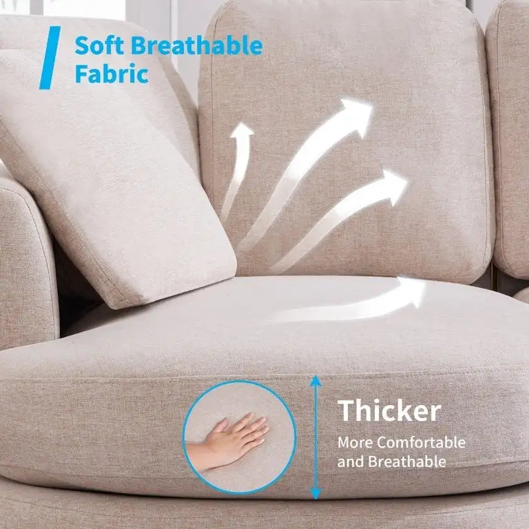 L Shape Sectional Sofa with Chaise and Cushioned Seating 3