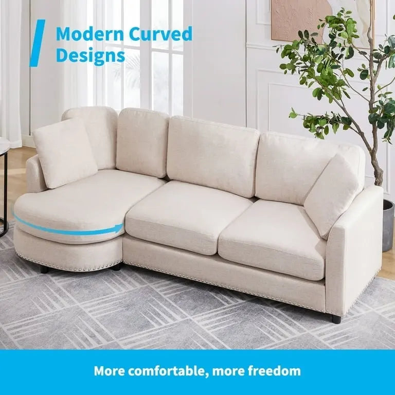 L Shape Sectional Sofa with Chaise and Cushioned Seating 4
