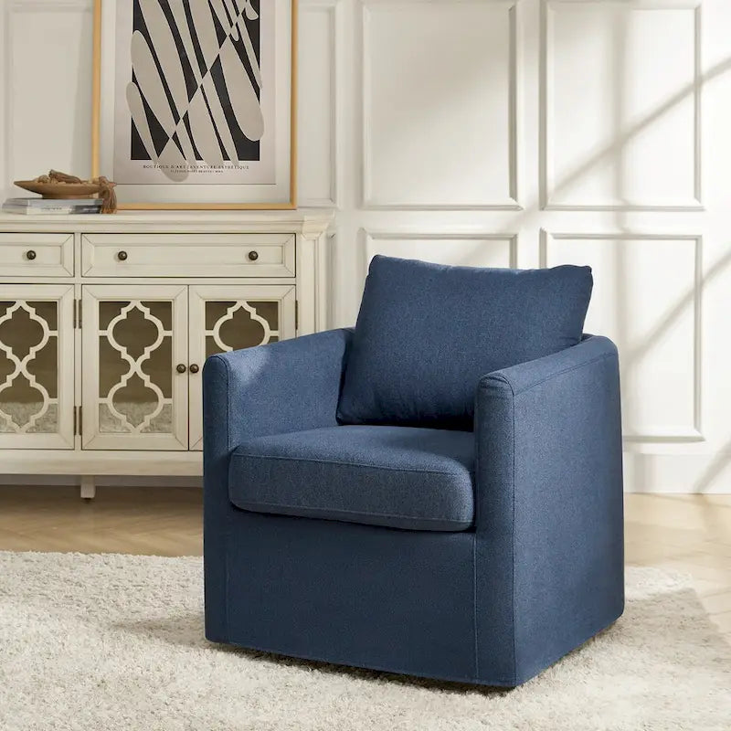 Erkenbald Contemporary 360-Degree Swivel Chair with Removable Slipcover by HULALA HOME 17