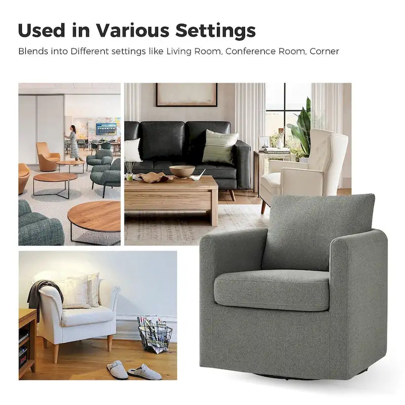 Erkenbald Contemporary 360-Degree Swivel Chair with Removable Slipcover by HULALA HOME 32